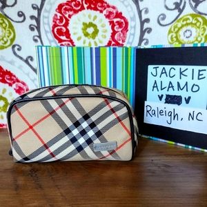 Burberry Brown Nova Check Canvas Pouch Multiple Beige